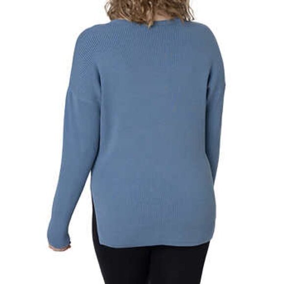 NEW Elle V-neck Knit Long Sleeve Sweater | Blue - Picture 3 of 9